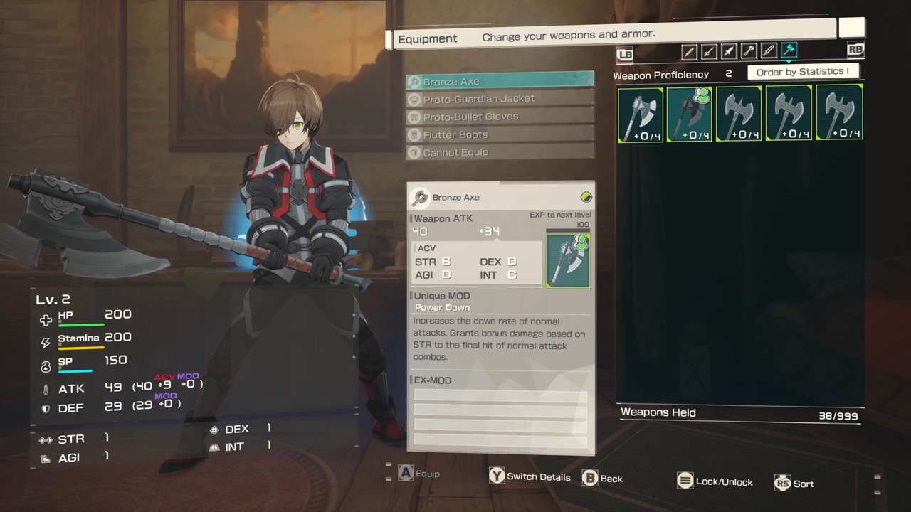 Echoes of Aincrad weapon selection screen